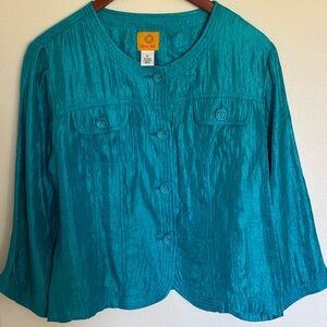 Ruby Rd. Teal Button-Up Top